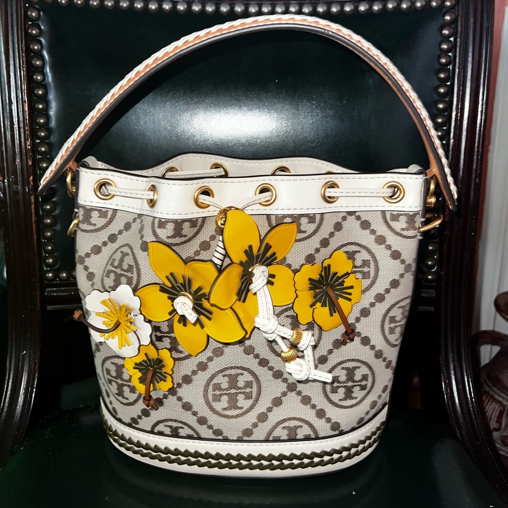 Tory Burch Bag Monogram Floral Bucket